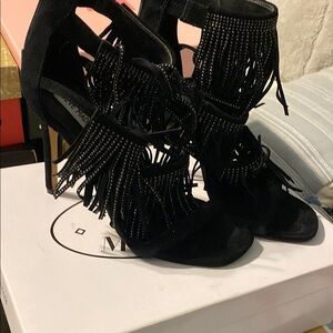 Black Fringe Women's Heels Steve Madden